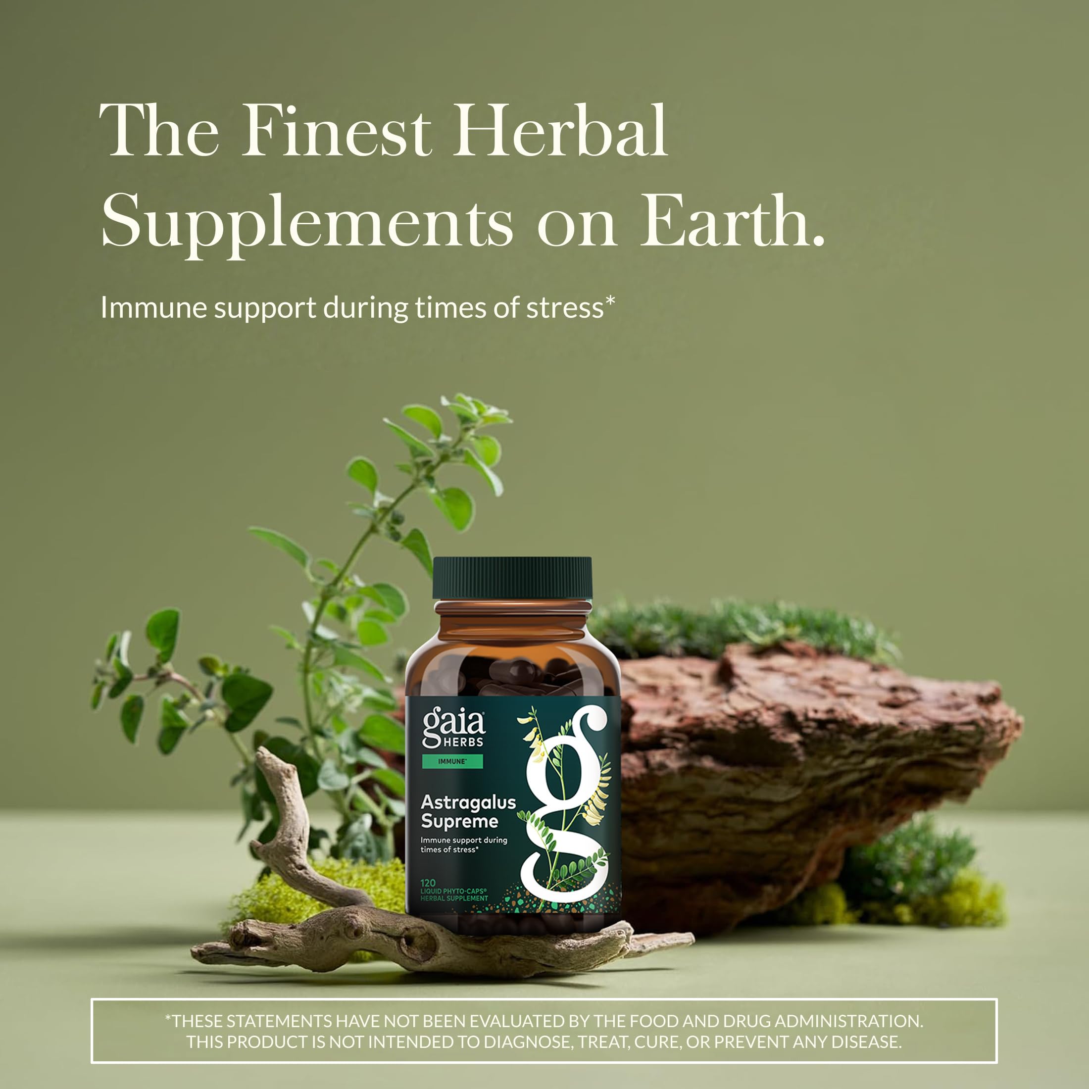 Gaia Herbs Astragalus Supreme label showcases key ingredients like astragalus root and schisandra.