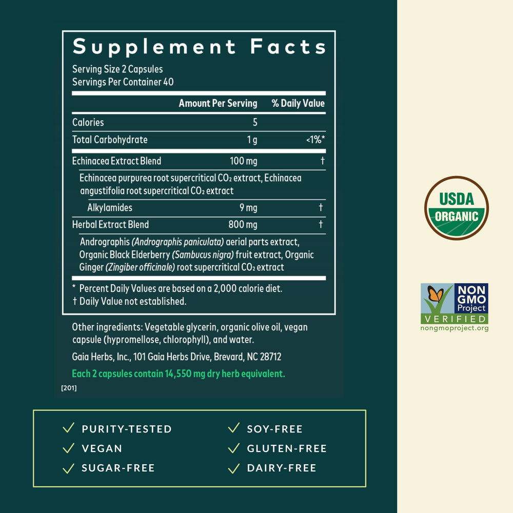 Gaia Herbs Cordyceps label close-up highlights organic fruiting body extract.