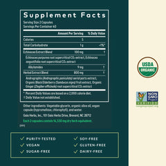 Gaia Herbs Cordyceps label close-up highlights organic fruiting body extract.