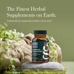 Gaia Herbs Cranberry Concentrate bottle label showing organic juice source