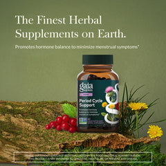 Gaia Herbs Cycle Support bottle side showing vegan capsules for daily use.