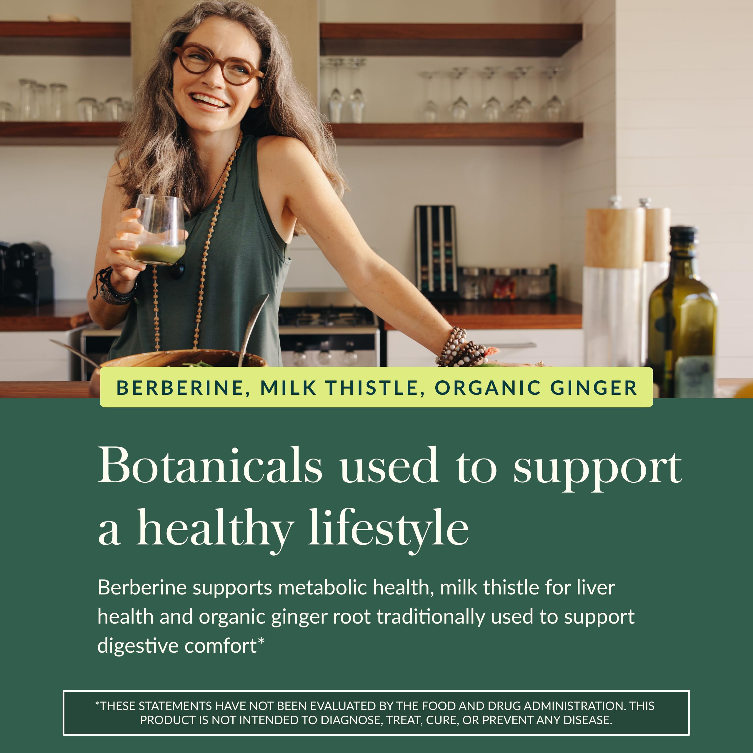 Gaia Herbs dairy-free gluten-free label highlights allergen-friendly formulation.