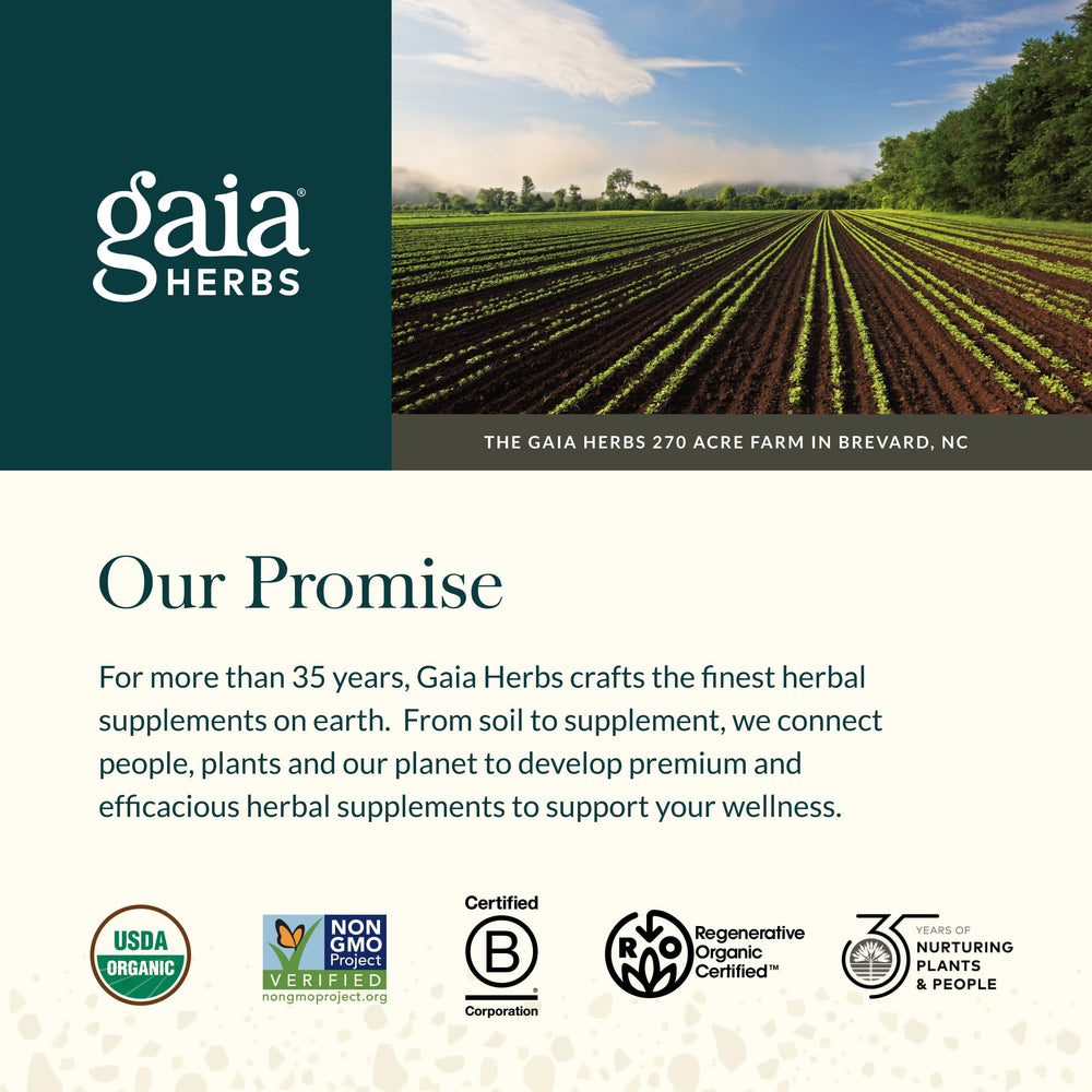 Gaia Herbs Echinacea Goldenseal Supreme goldenseal root close up spotlights key component.