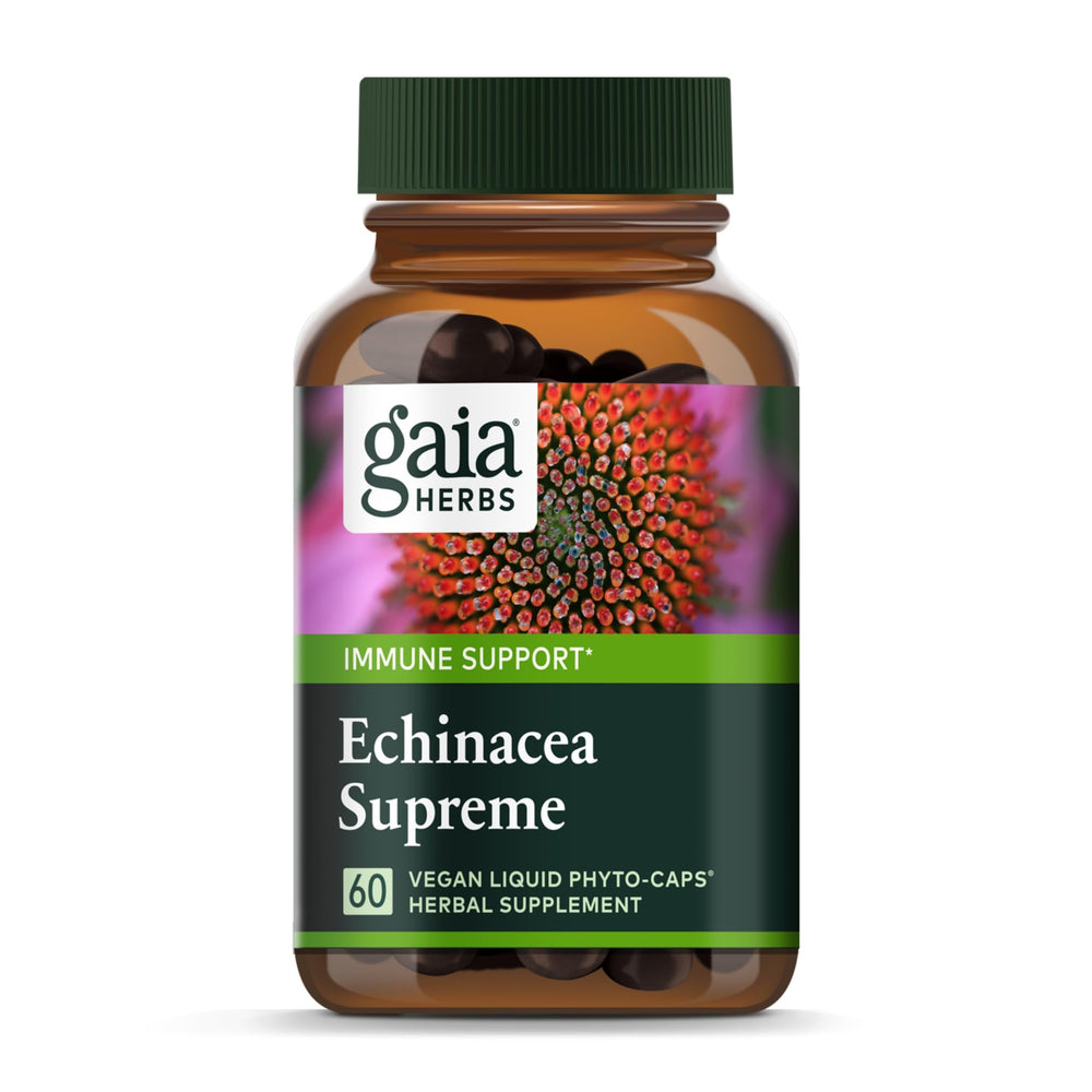 Gaia Herbs Echinacea Supreme bottle may support immune response