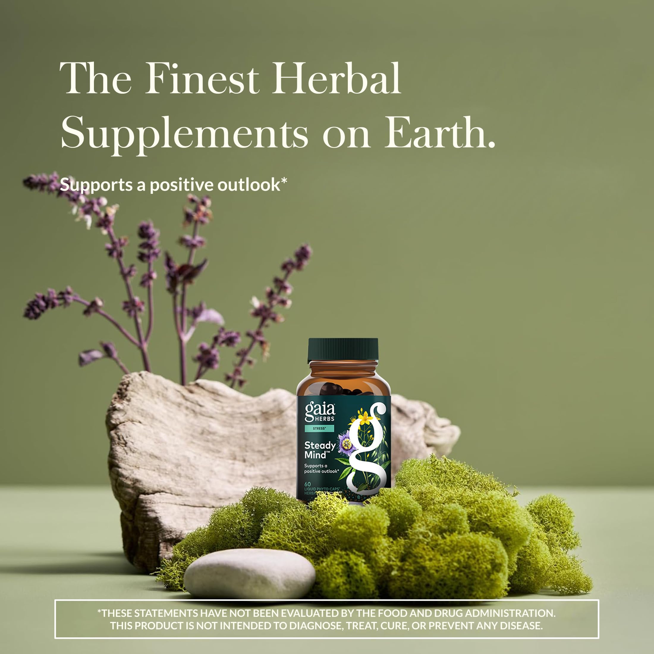 Gaia Herbs Emotional Balance bottle close-up highlighting label detail for quality.