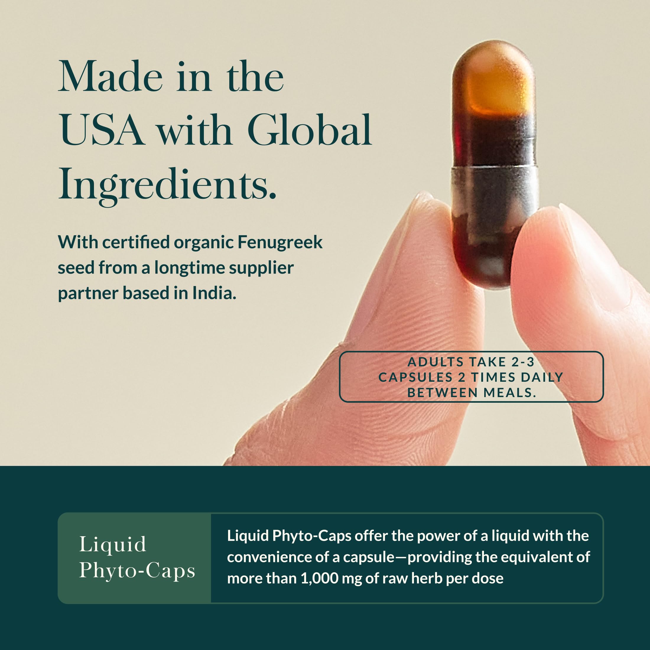 Gaia Herbs Fenugreek Seed packaging box emphasizes gluten-free formula.