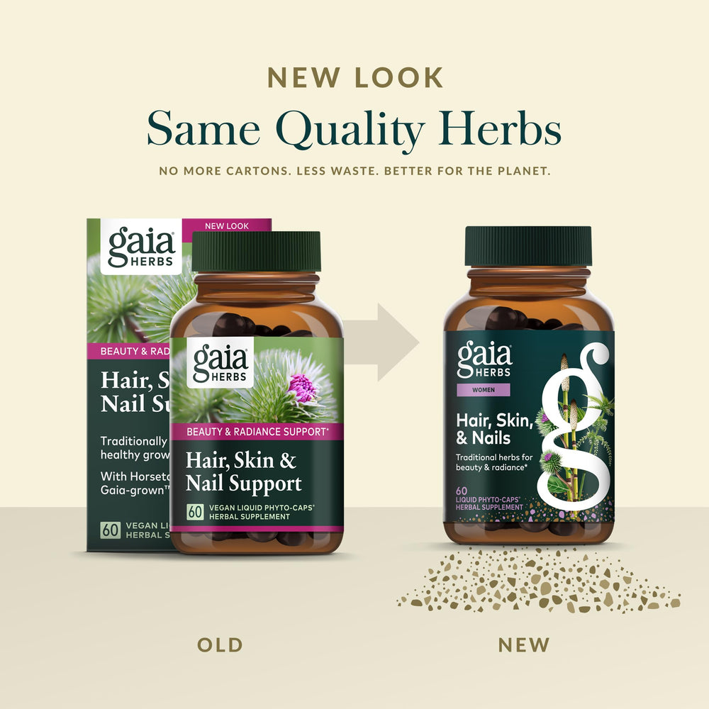 Gaia Herbs gluten-free dairy-free soy-free label on packaging.
