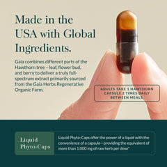 Gaia Herbs Hawthorn Supreme label detail highlights harvest timing