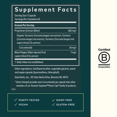 Label shows gluten-free, dairy-free, and soy-free Gaia Herbs capsules