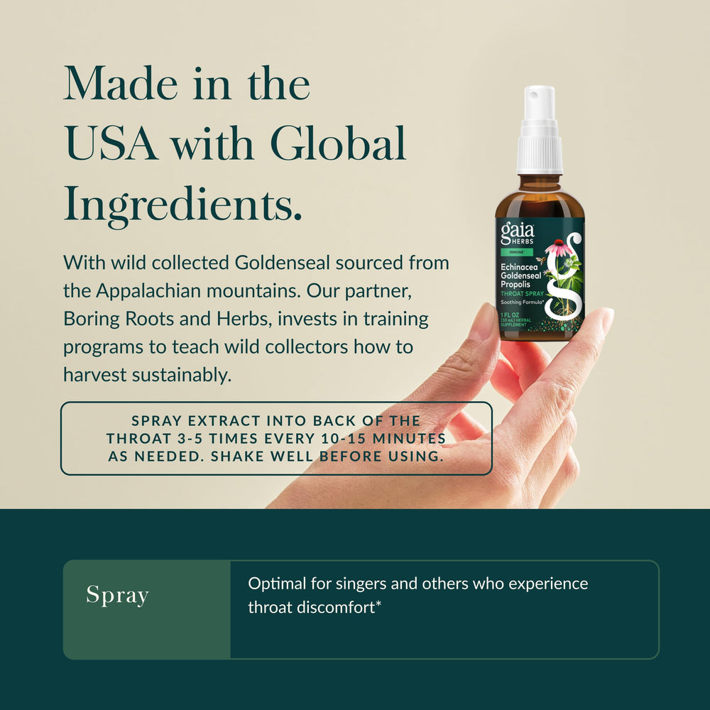Gaia Herbs licorice root and thyme ingredients image highlighting a soothing herbal profile