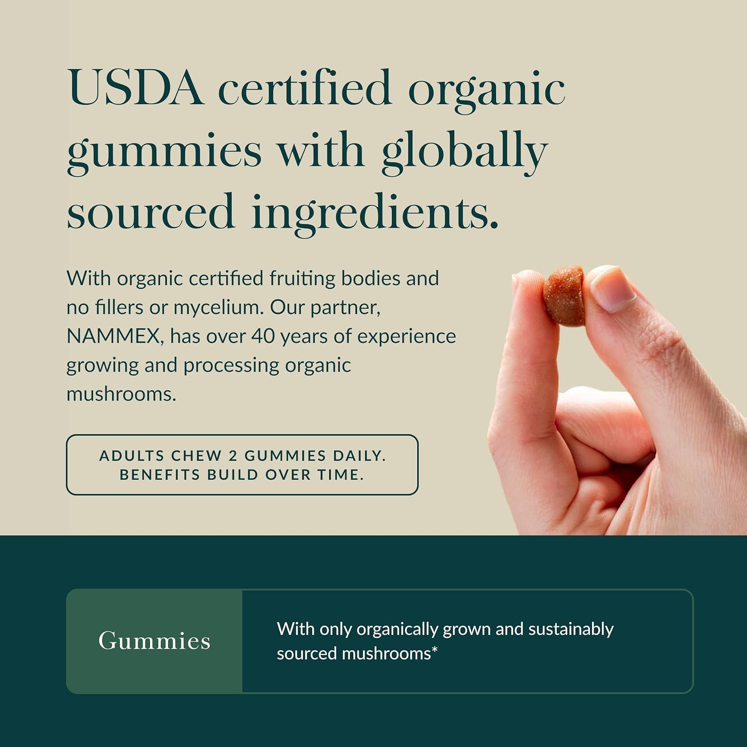 Gaia Herbs Lion's Mane label-side view communicates transparency and label accuracy.