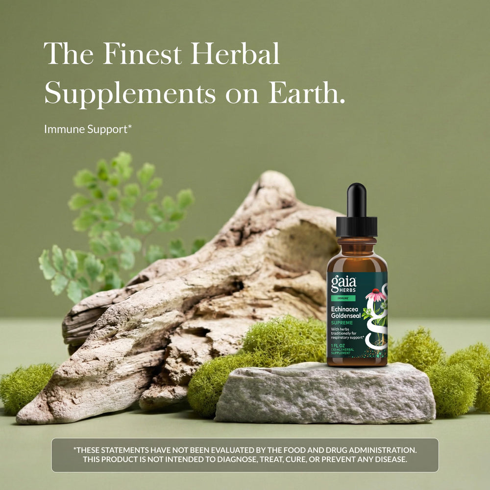 Gaia Herbs liquid dropper detail demonstrating precise, mess-free dosing