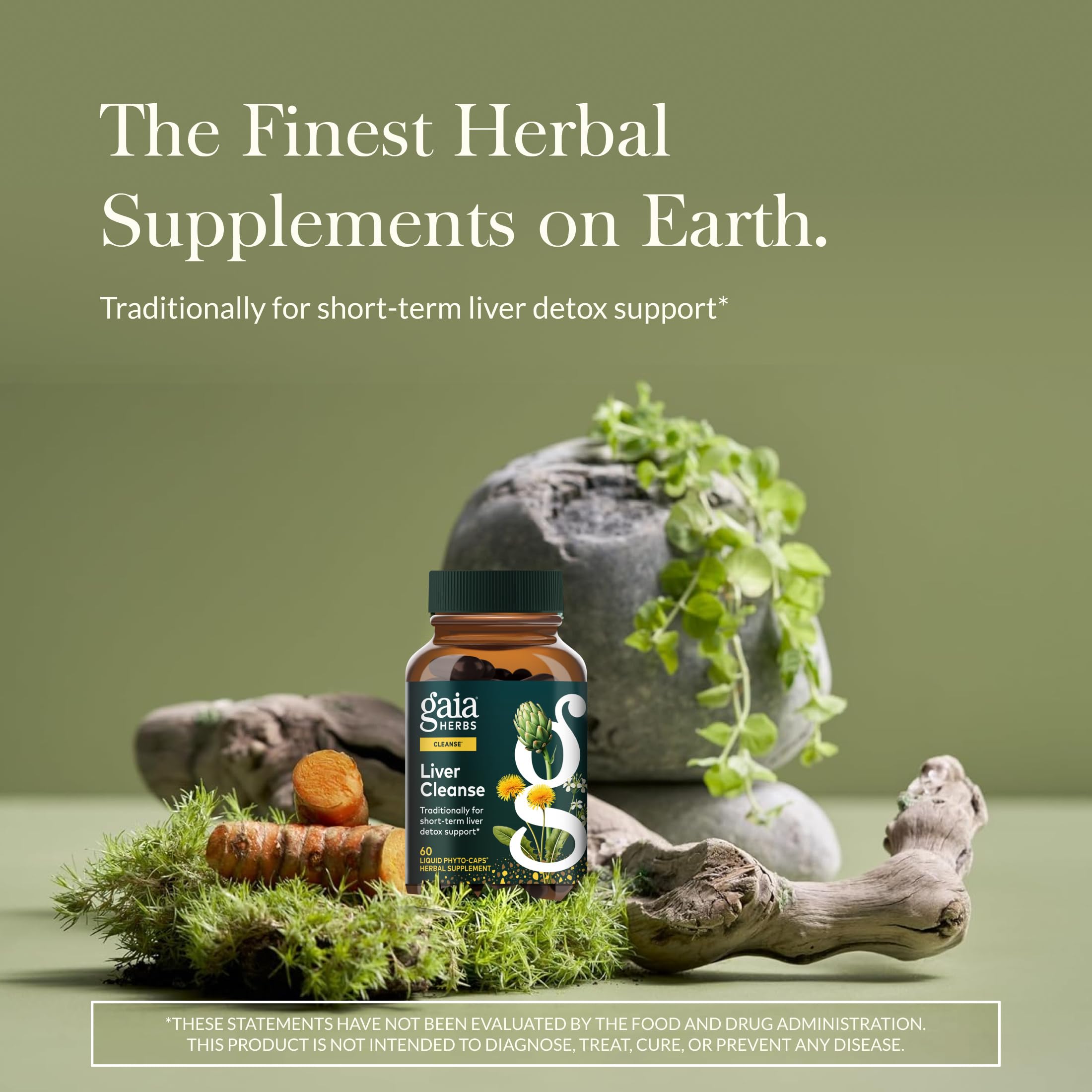 Gaia Herbs Liver Cleanse bottle back label describes ingredients and usage guidance