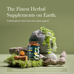 Gaia Herbs Liver Cleanse bottle back label describes ingredients and usage guidance