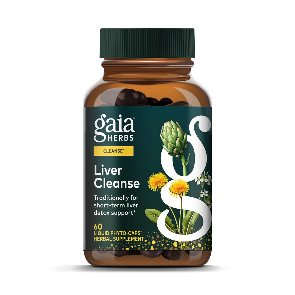 Gaia Herbs Liver Cleanse bottle front highlights liver support herbal blend