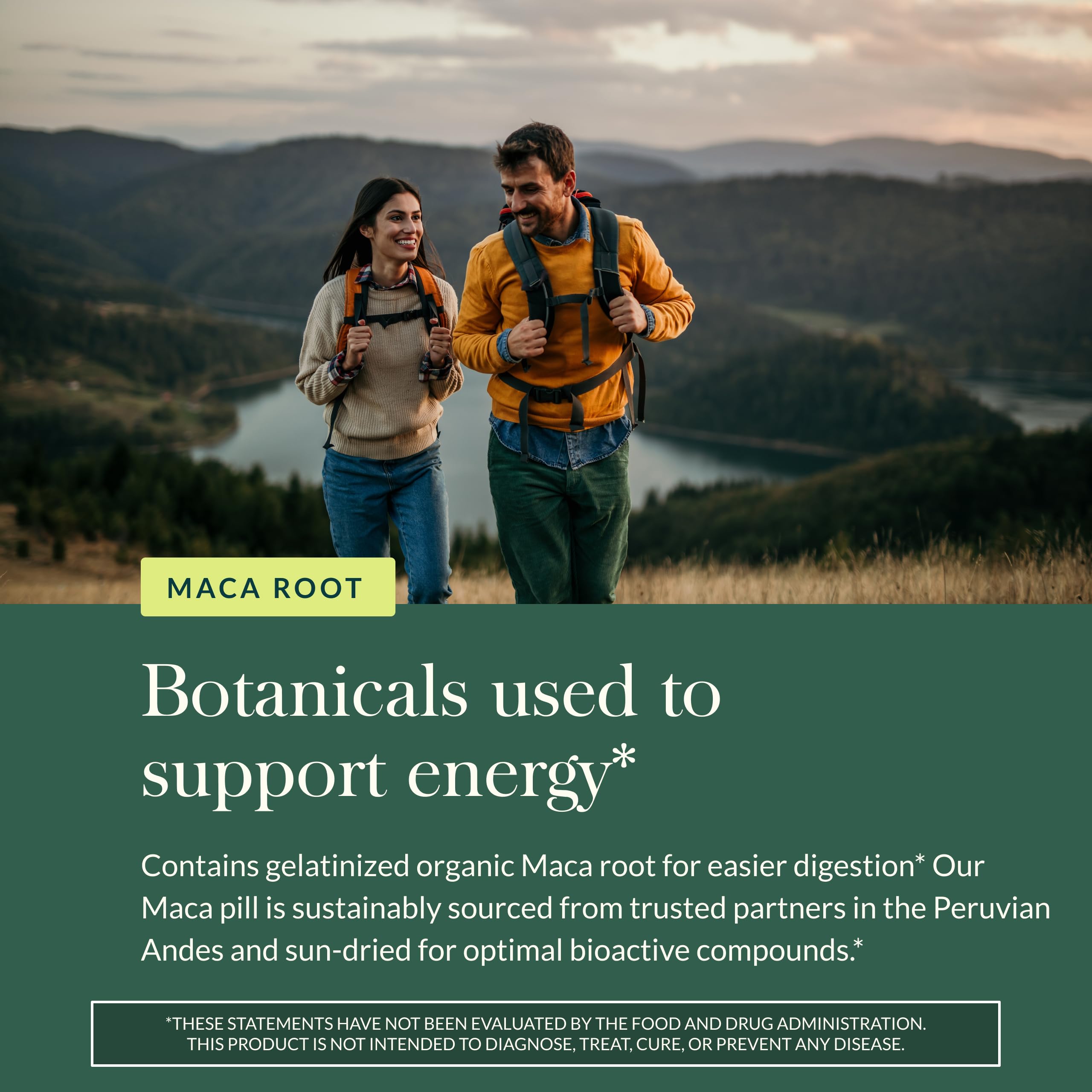 Gaia Herbs Maca Root organic-seal signals organic sourcing and product integrity