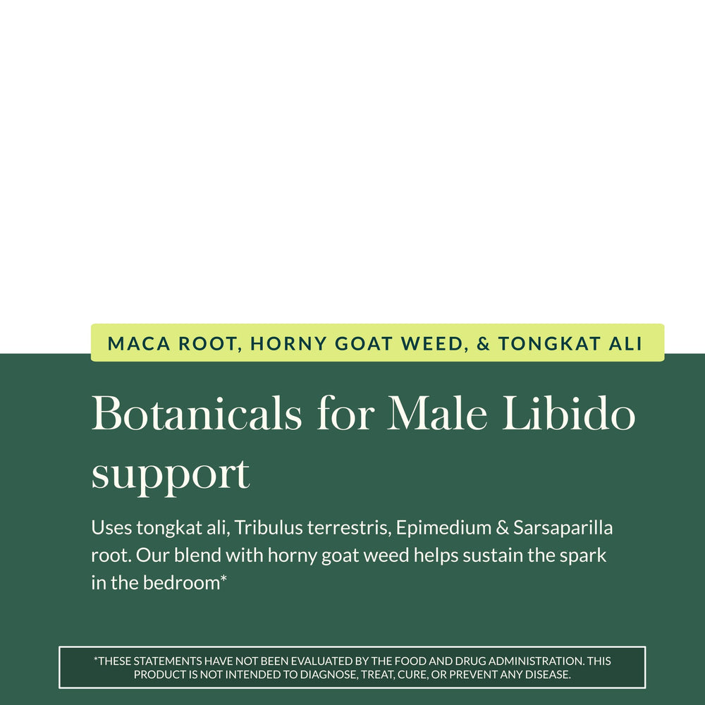 Gaia Herbs Male Libido daily-use scene implies sustained energy for routines.