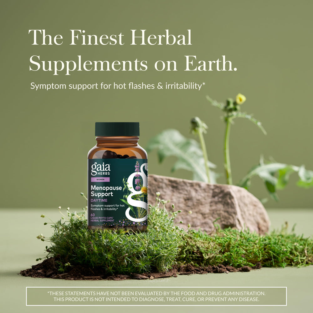 Gaia Herbs Daytime capsules close-up highlighting vegan phyto-caps
