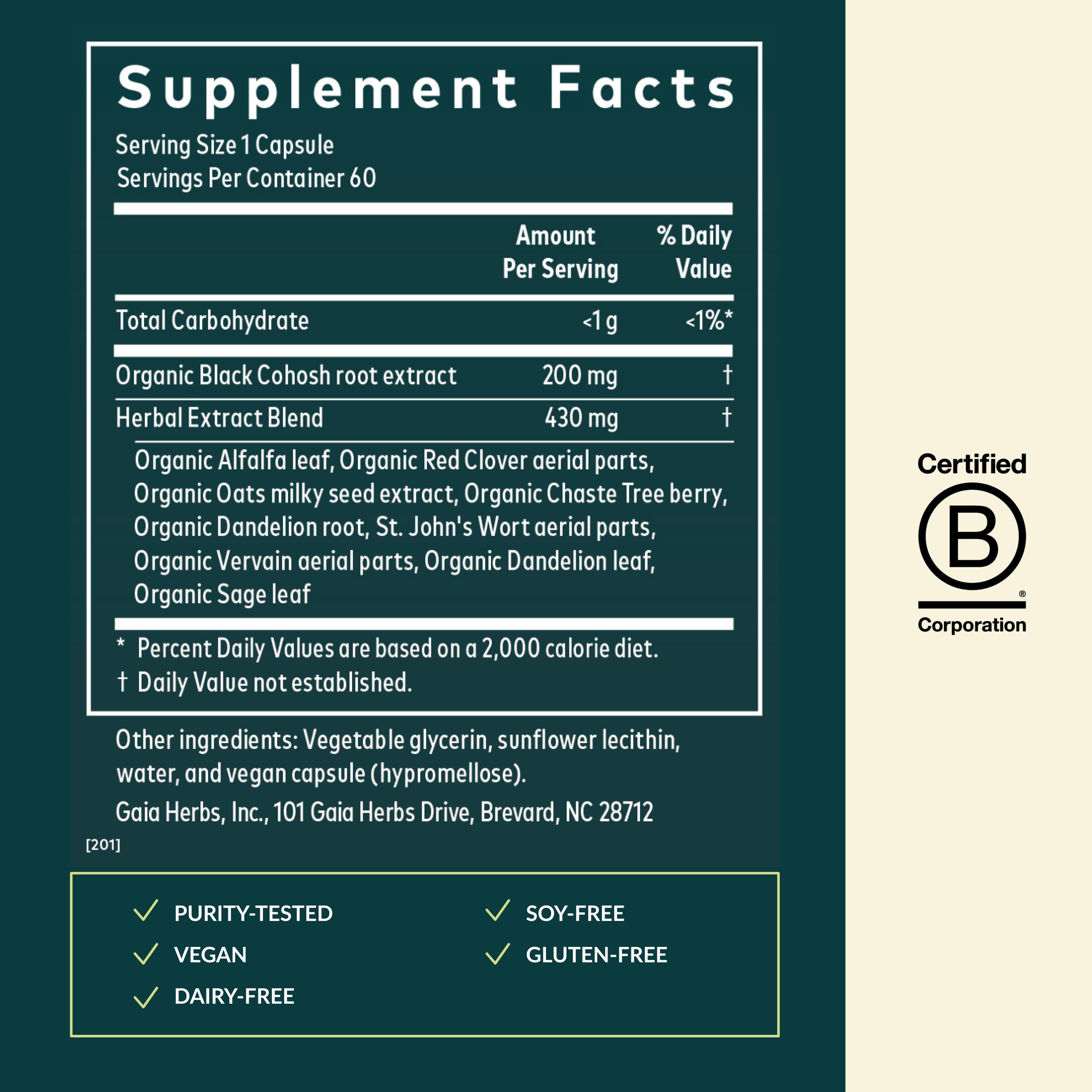 Gaia Herbs packaging shot for menopause daytime supplement