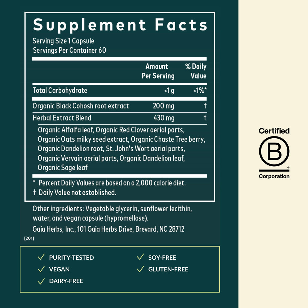 Gaia Herbs packaging shot for menopause daytime supplement