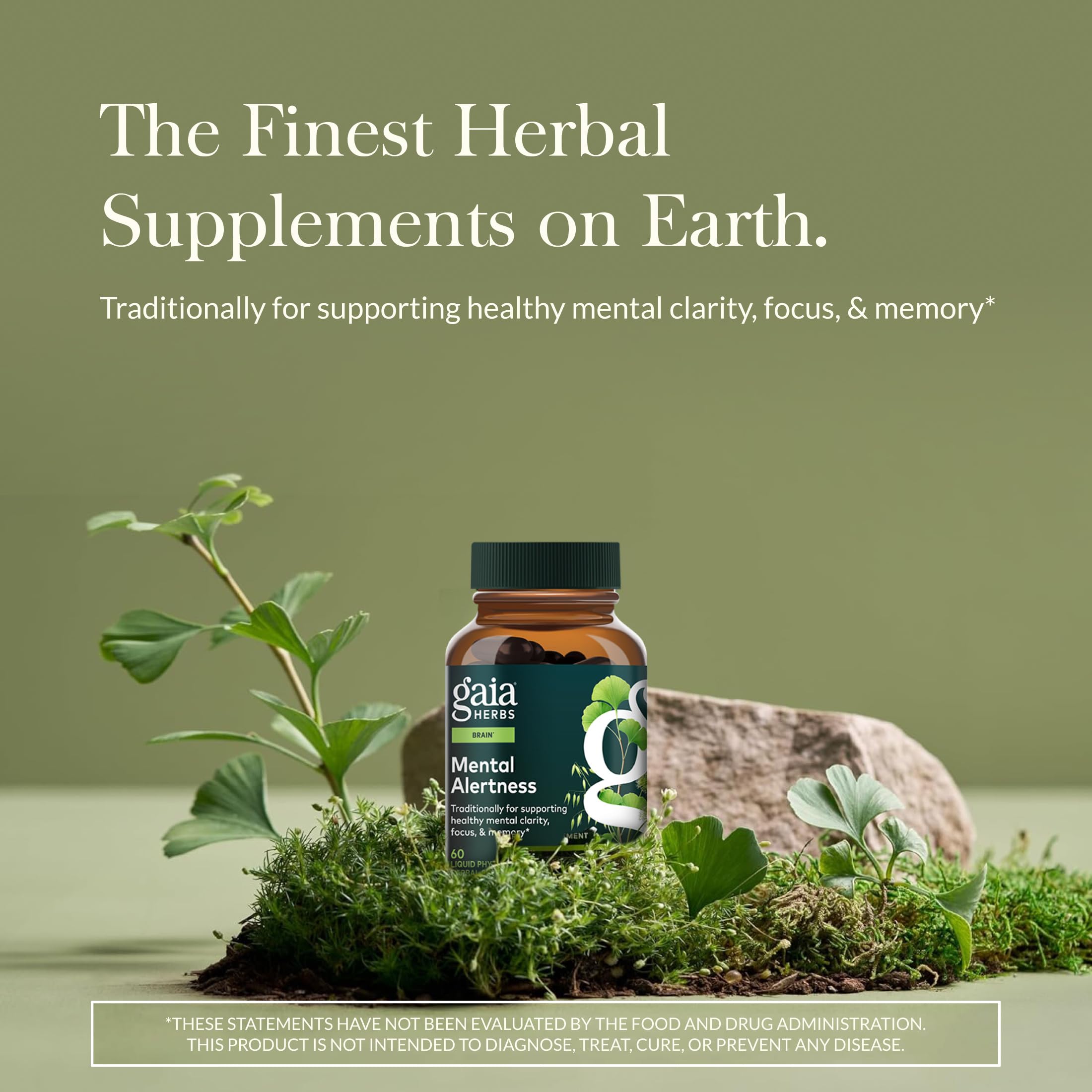 Gaia Herbs Mental Alertness bottle back label with herb details