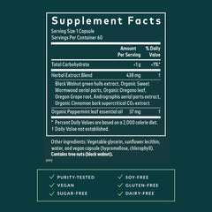 Gaia Herbs Microbiome Cleanse black walnut ingredient image; herbal blend emphasis