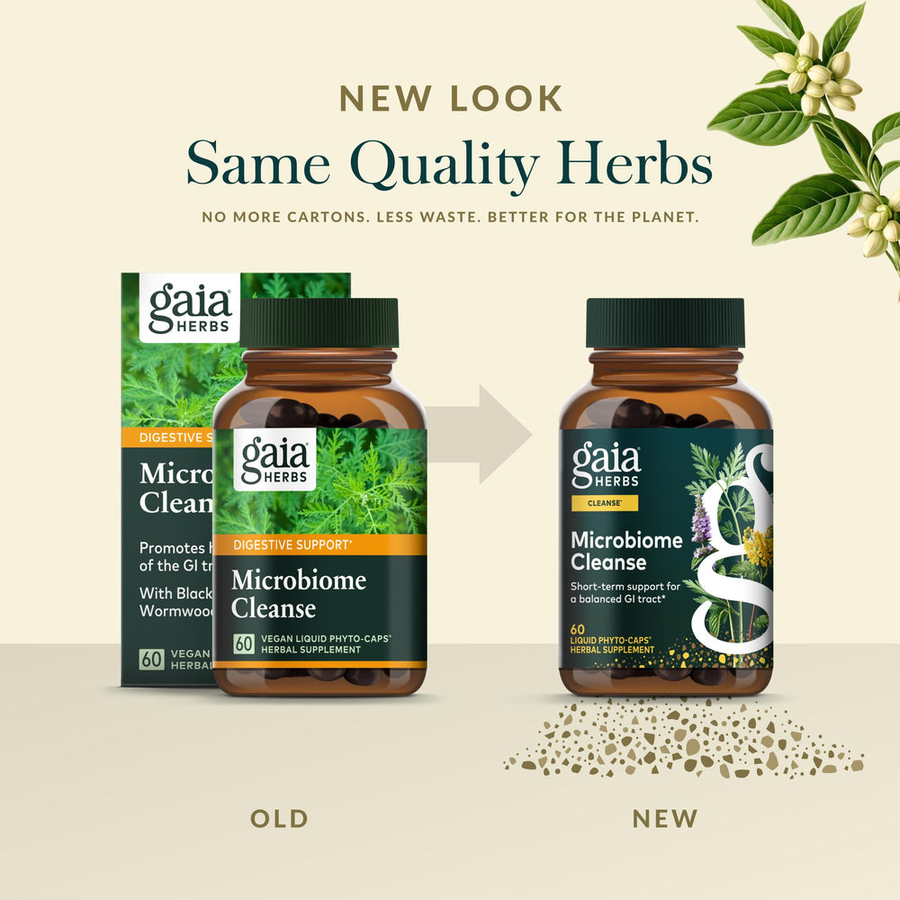Gaia Herbs Microbiome Cleanse peppermint close-up; refreshing notes