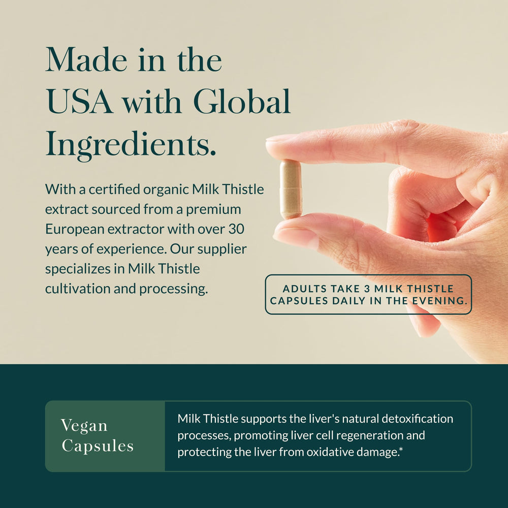 Gaia Herbs Milk Thistle packaging closeup emphasizes organic sourcing for trusted liver support
