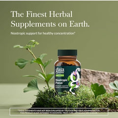 Gaia Herbs Nootropic Focus label closeup highlights saffron and lemon balm