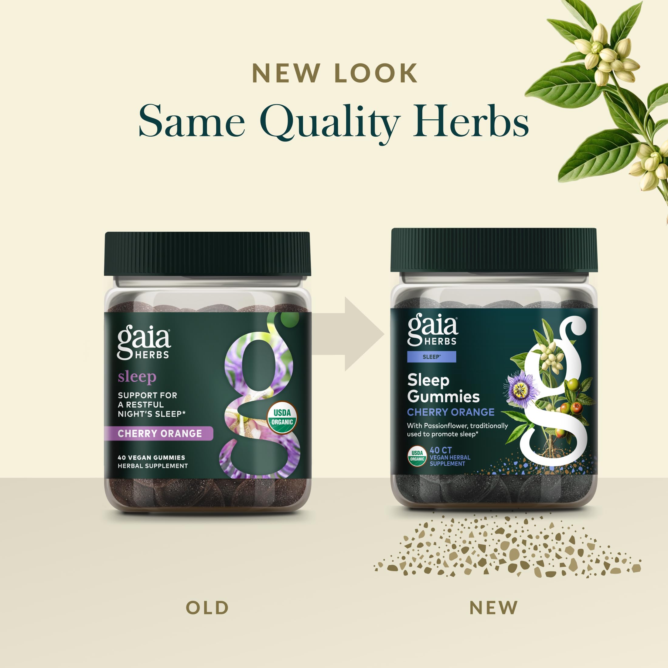 Gaia Herbs gummies display real apple and tart cherry sweetness