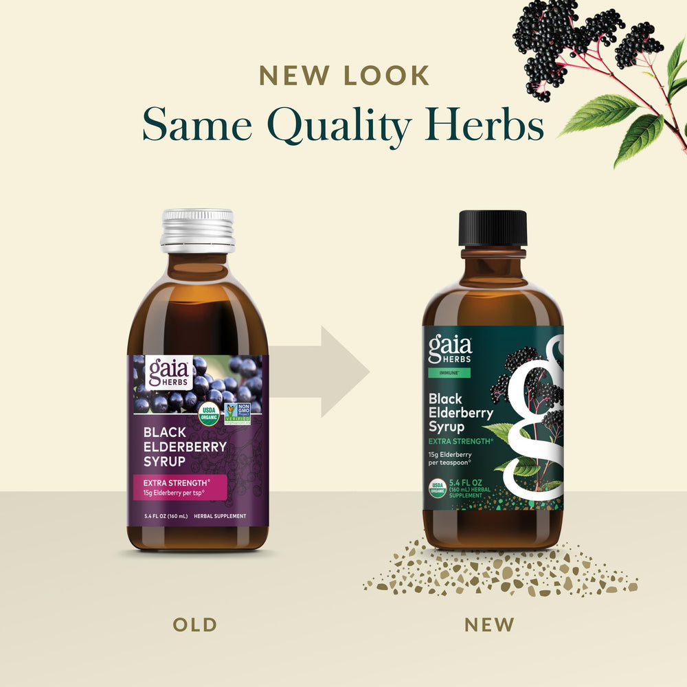 Gaia Herbs packaging shows the organic seal and trusted brand.