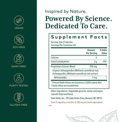 GAIA Herbs PRO Ashwagandha 700 capsules close-up – vegan, gluten-free supplement.