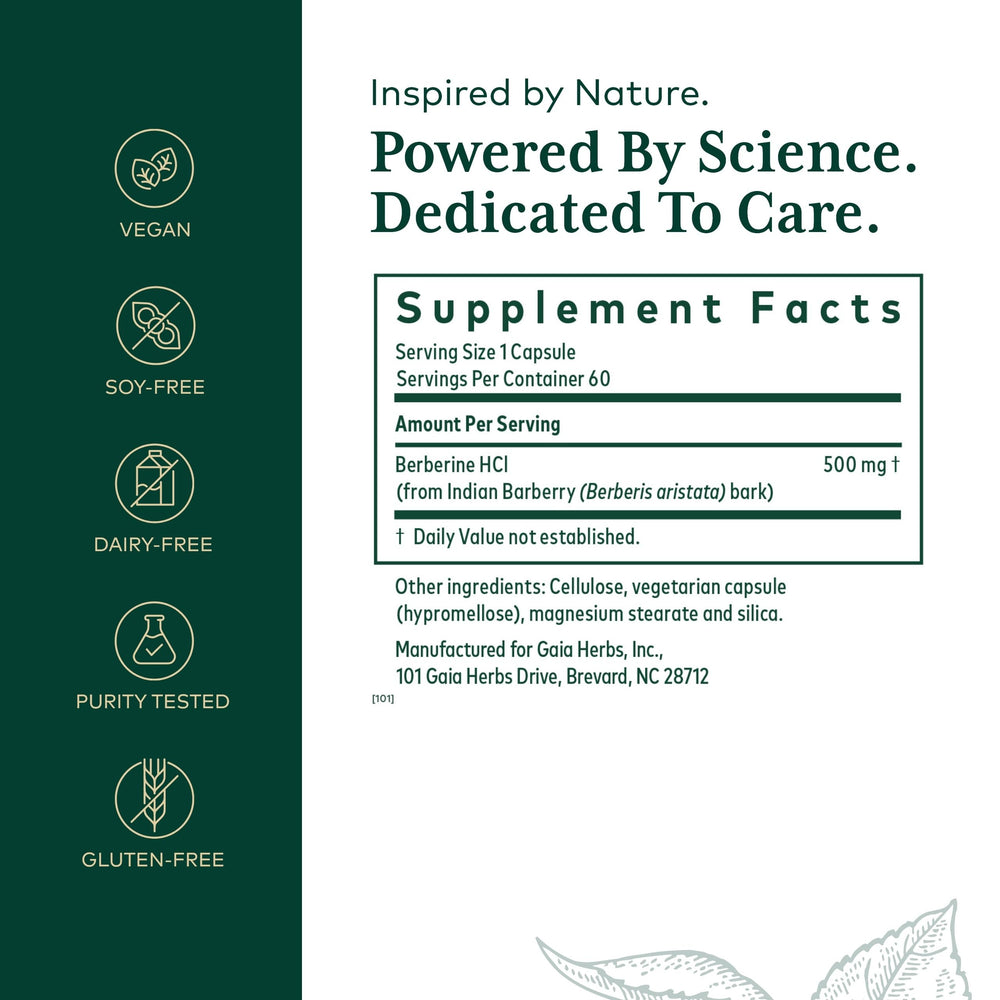 GAIA Herbs PRO Berberine Metabolic capsules close-up, vegan and gluten-free for plant-based routines