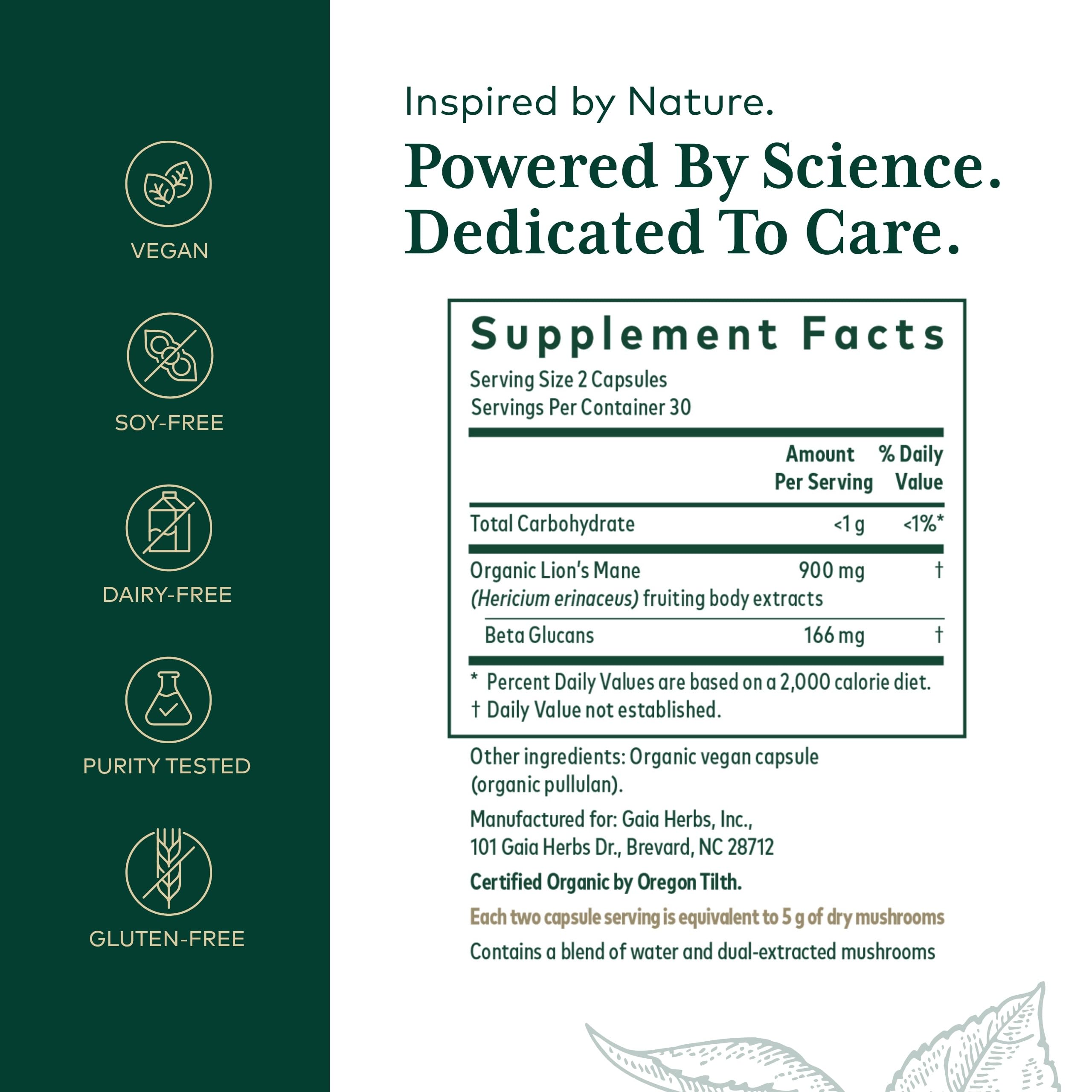 Lion's Mane capsules from Gaia Herbs PRO for cognitive support