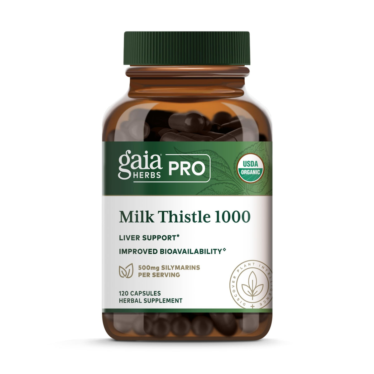 Gaia Herbs PRO Milk Thistle 1000mg bottle for liver support.