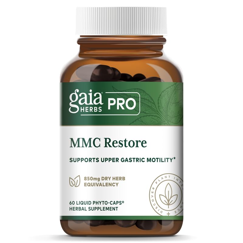 GAIA Herbs PRO MMC Restore bottle front view for digestive support and daily wellness