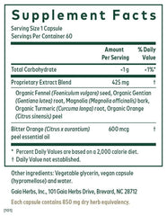 GAIA Herbs PRO MMC Restore ingredients close-up featuring fennel, gentian, magnolia, turmeric
