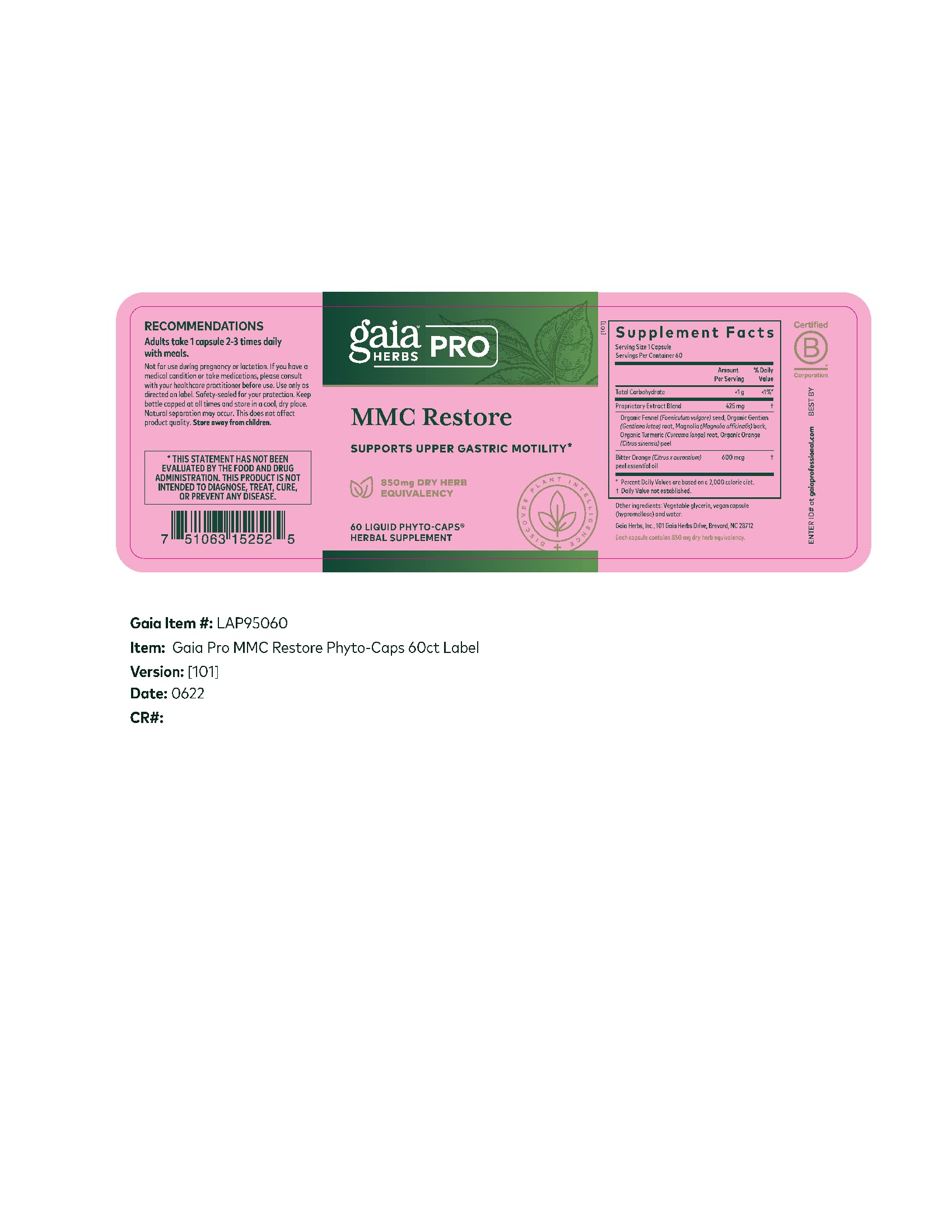 GAIA Herbs PRO MMC Restore packaging on shelf conveys premium quality and convenience