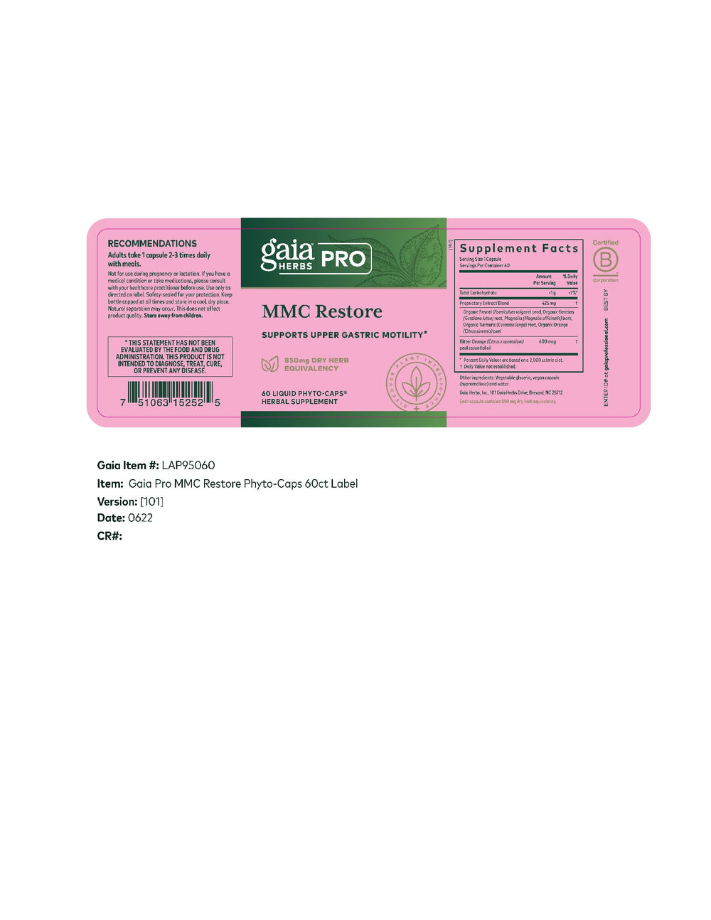 GAIA Herbs PRO MMC Restore packaging on shelf conveys premium quality and convenience