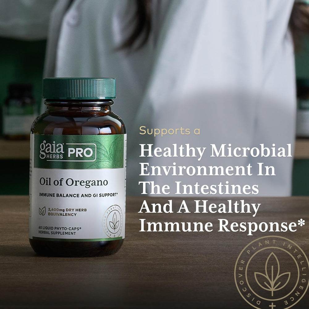 GAIA Herbs PRO Oil of Oregano regenerative organic farm background.