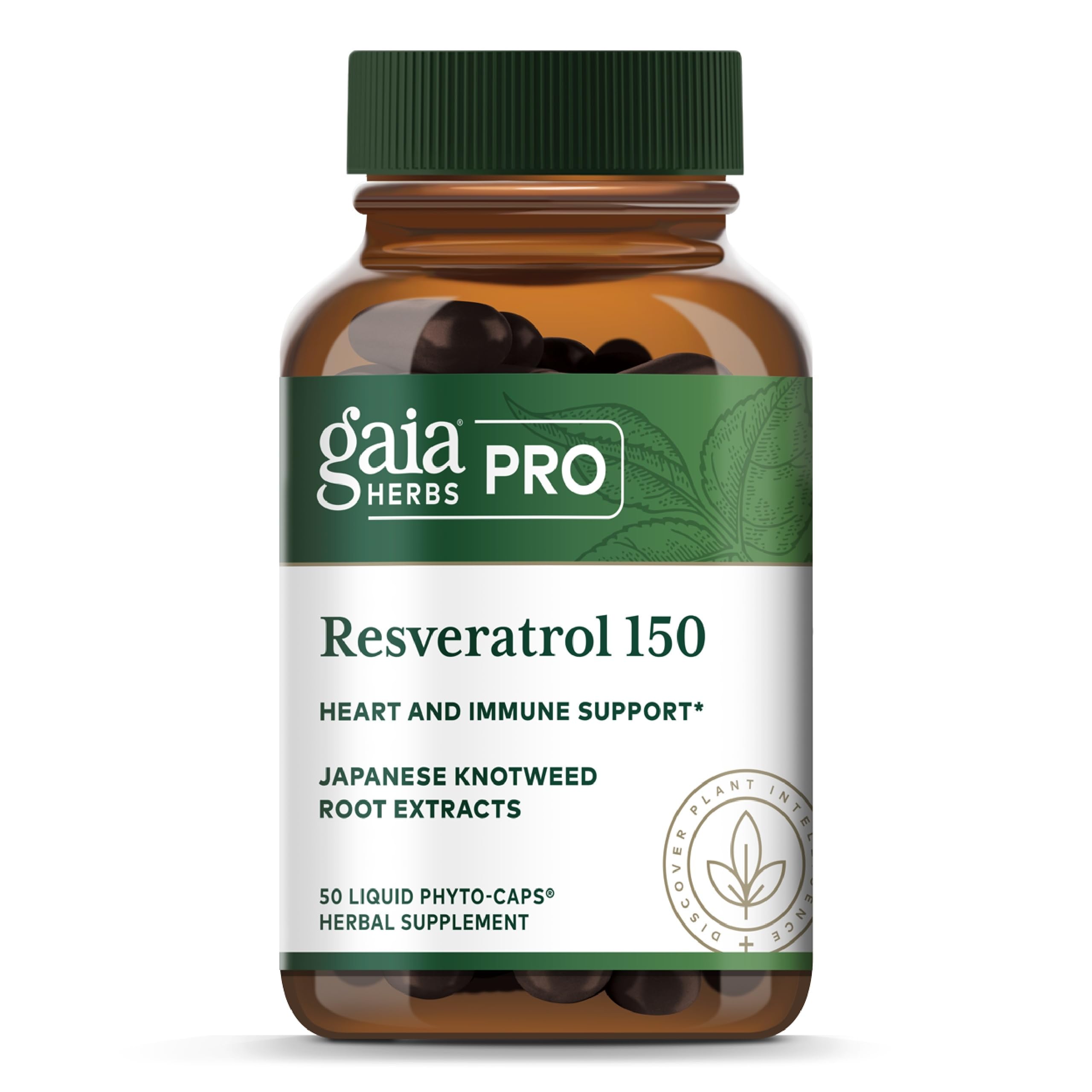 Gaia Herbs Pro Resveratrol 150 bottle front for potential heart and immune support