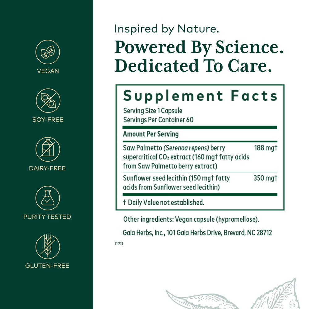 GAIA Herbs PRO bottle back shows ingredients and potency details.