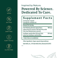 GAIA Herbs PRO bottle back shows ingredients and potency details.