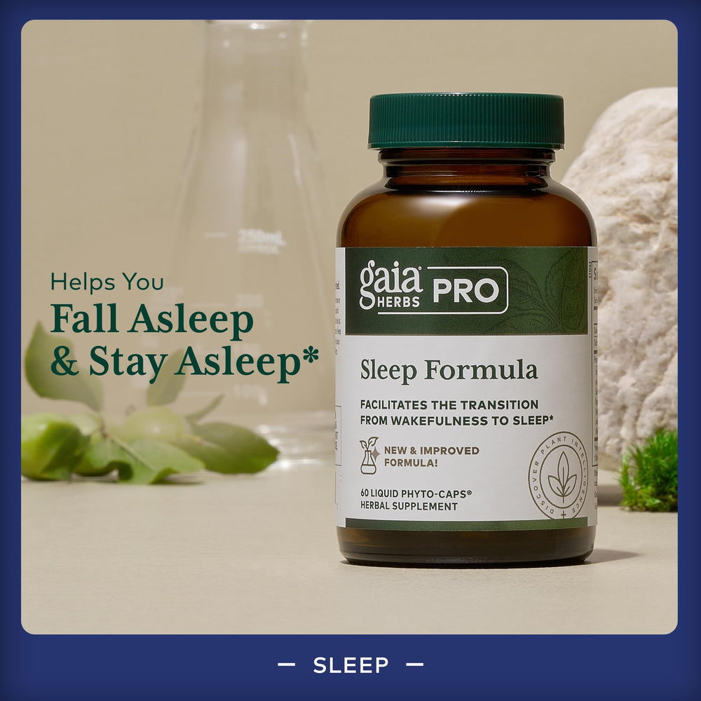 Valerian root in Gaia Herbs PRO Sleep Formula supports occasional sleeplessness