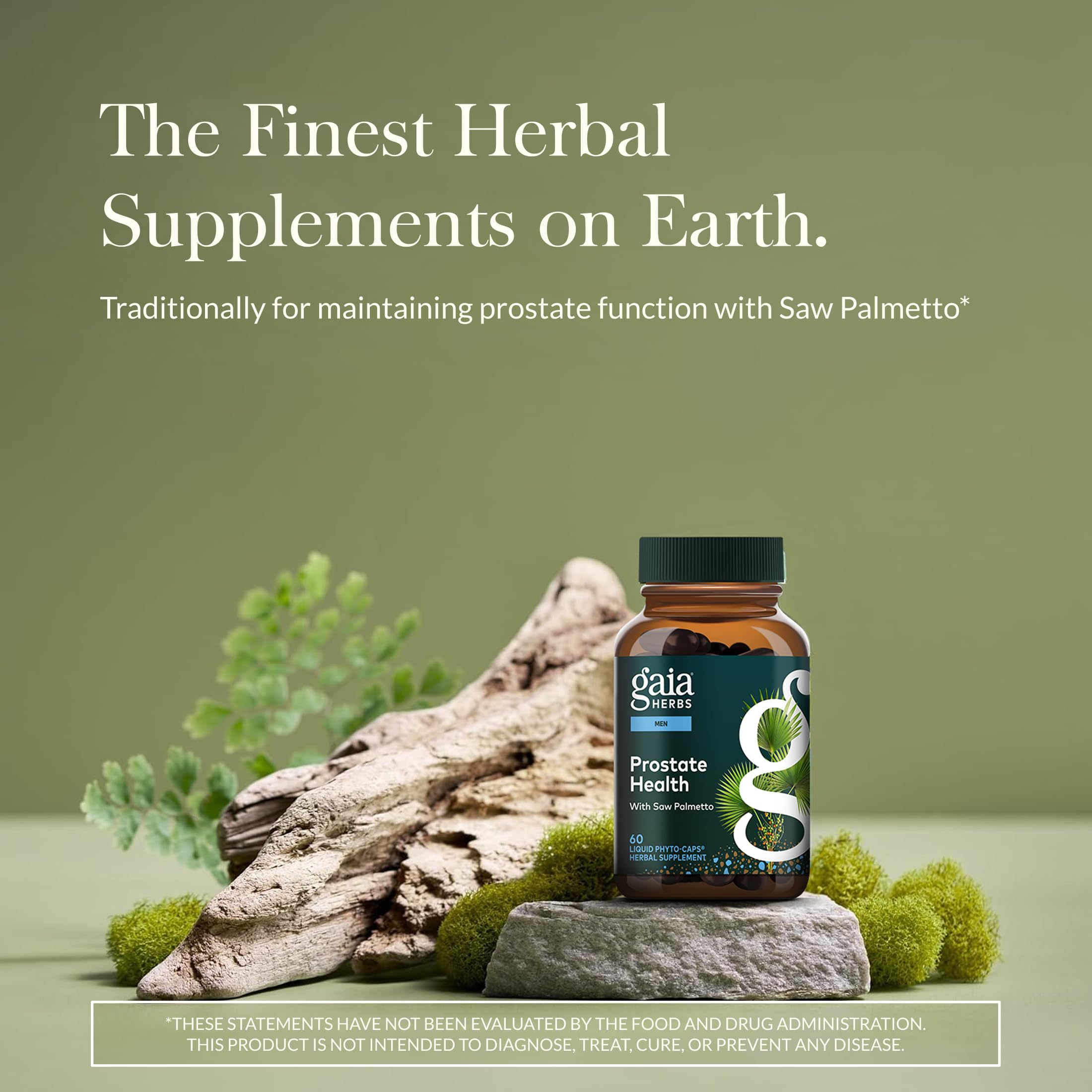Gaia Herbs Prostate Health bottle pour for convenient dosing.