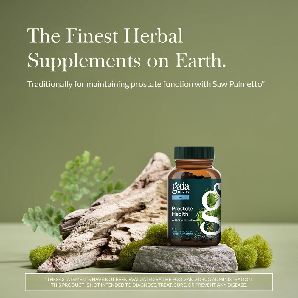 Gaia Herbs Prostate Health bottle pour for convenient dosing.