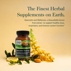 Gaia Herbs Quercetin Synergy bottle side view showing convenient daily capsules