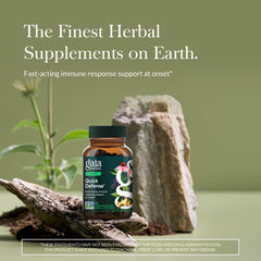 Gaia Herbs Quick Defense bottle side view highlighting vegan capsules