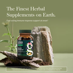 Gaia Herbs Quick Defense capsules close-up showing vegan phyto-caps