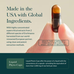 Ginger root image beside Gaia Herbs Quick Defense capsules